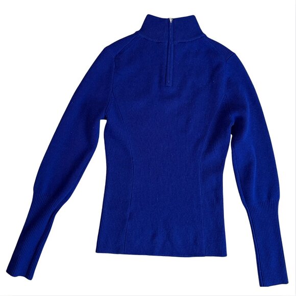 96. NO NAME Blue Cashmere Turtleneck Sweater $399 EUC Small - Picture 4 of 5